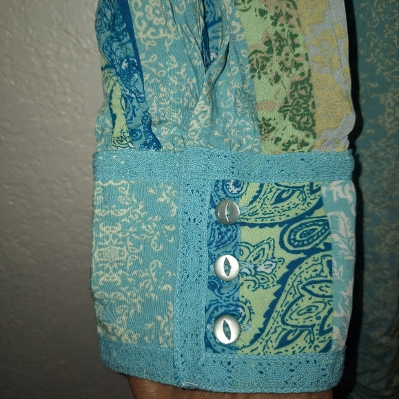 NWT Simply Noelle BoHo Long Sleeve Tie Neck Tunic Blouse Women's Size XXL - Picture 9 of 12